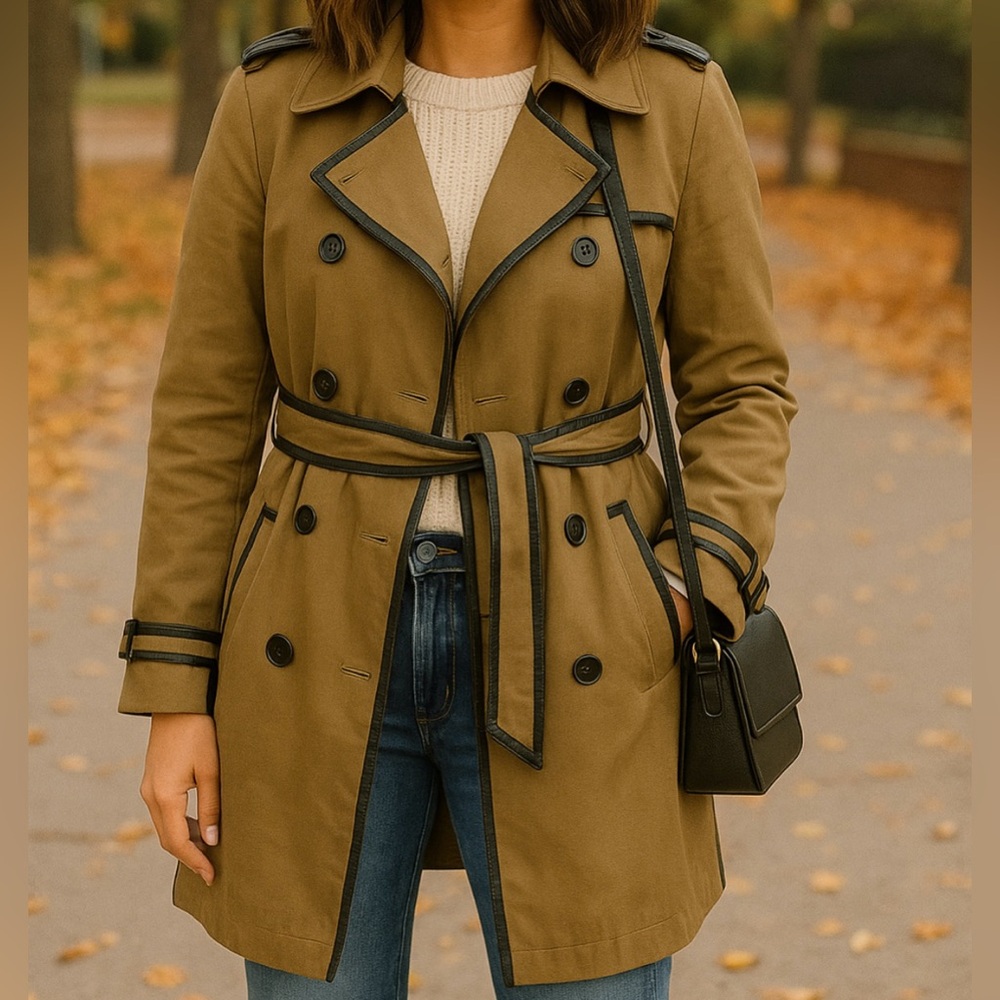 Victoria’s Secret The Secret Trench Double Breasted Trench Coat Olive Size 4